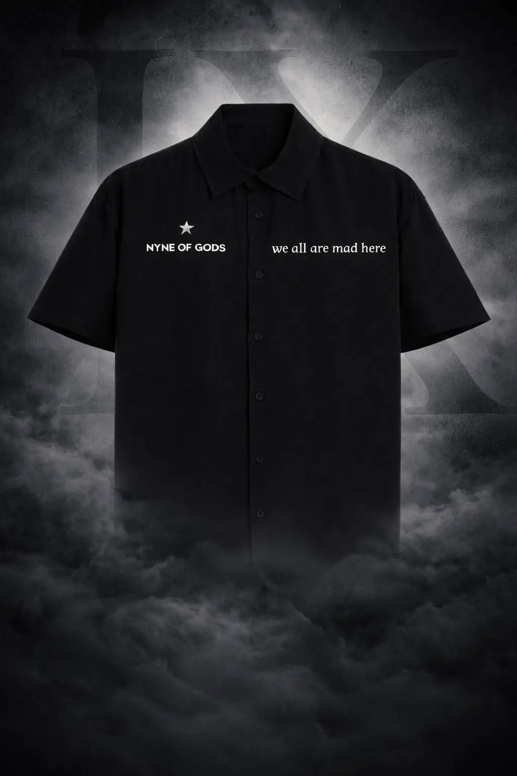 Nyne of Gods “We All Are Mad Here” Black Minimal Streetwear Oversized Shirt Nyne of gods