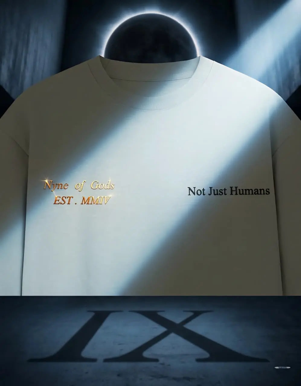 NYNE OF GODS Not Just Humans Oversized Beige Tee – Premium Cotton. Nyne of gods
