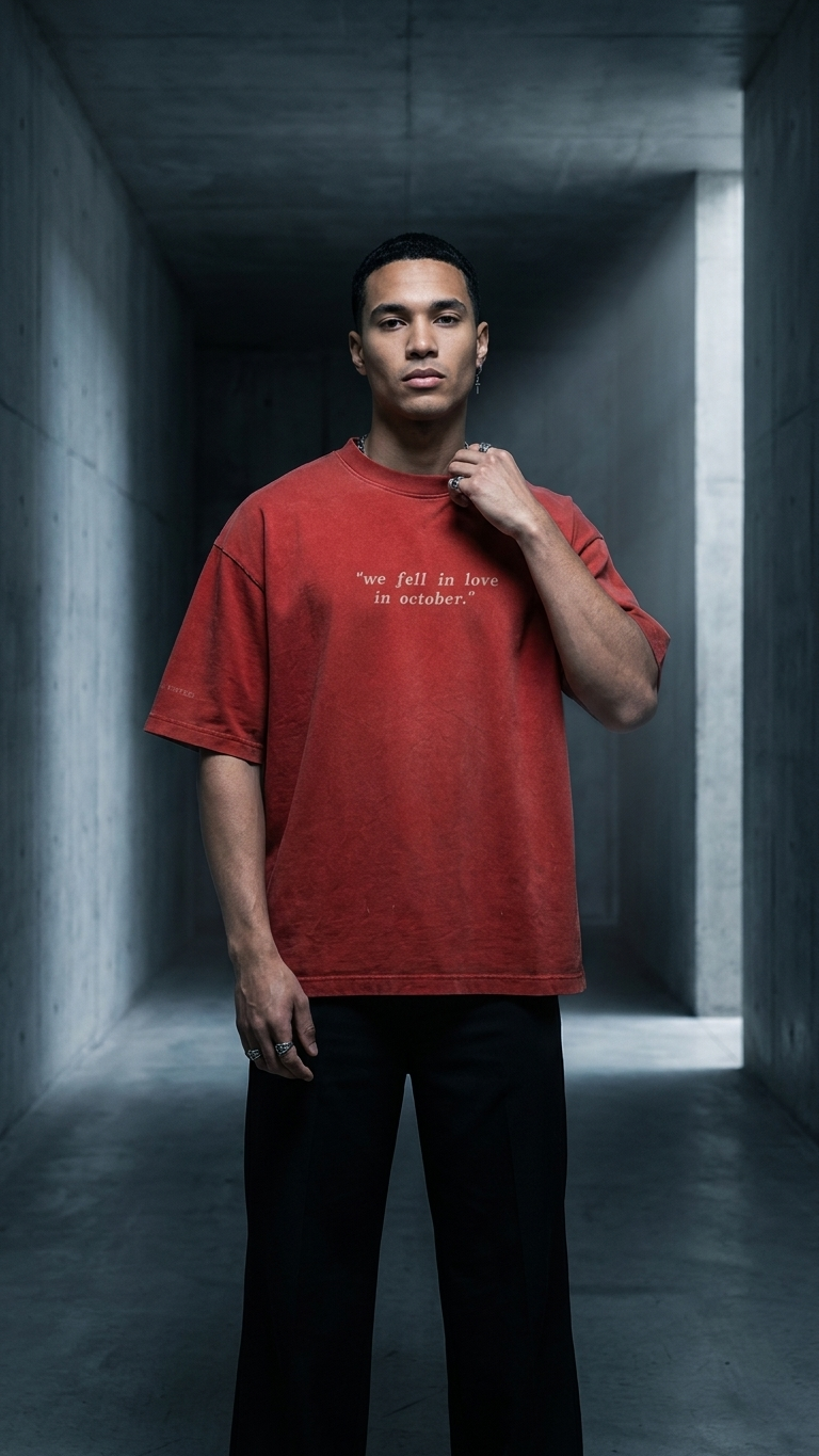 NYNE OF GODS — “LOVE DROP” HEAVYWEIGHT Oversized T-SHIRT (RED)