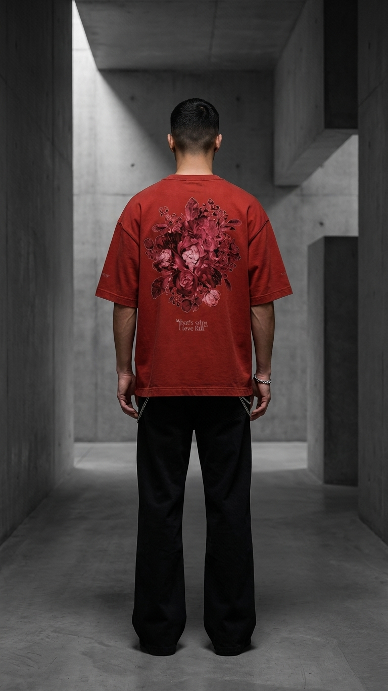 NYNE OF GODS — “LOVE DROP” HEAVYWEIGHT Oversized T-SHIRT (RED)